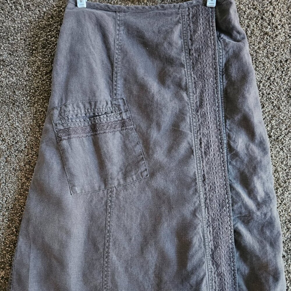 Sundance Women's Linen, Lined Skirt, Chocolate Brown, Size 6